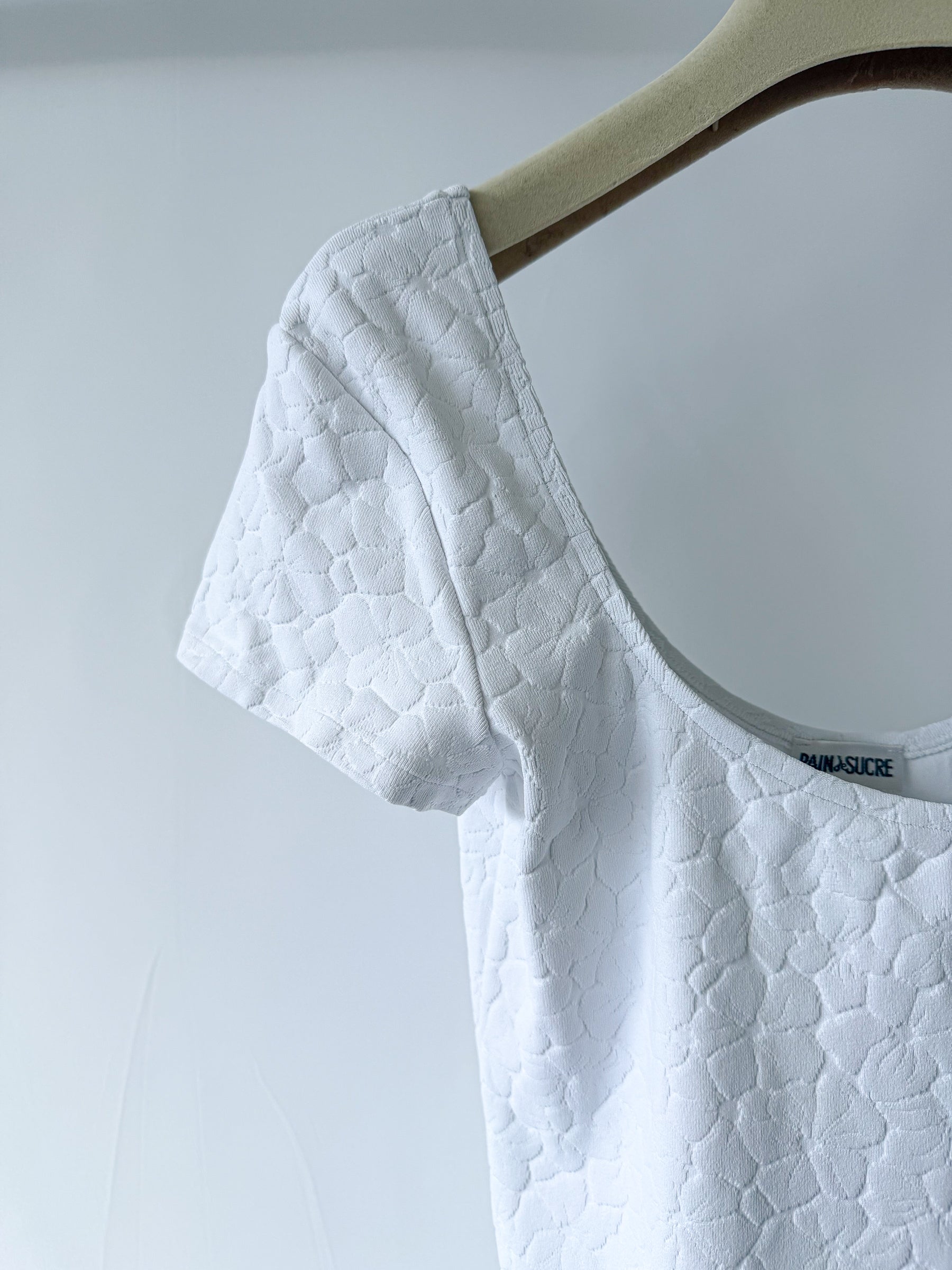 Pain De Sucre White Woven Towelling Stretch Summer Dress in Davia