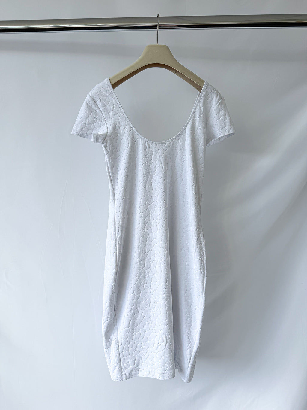Pain De Sucre White Woven Towelling Stretch Summer Dress in Davia