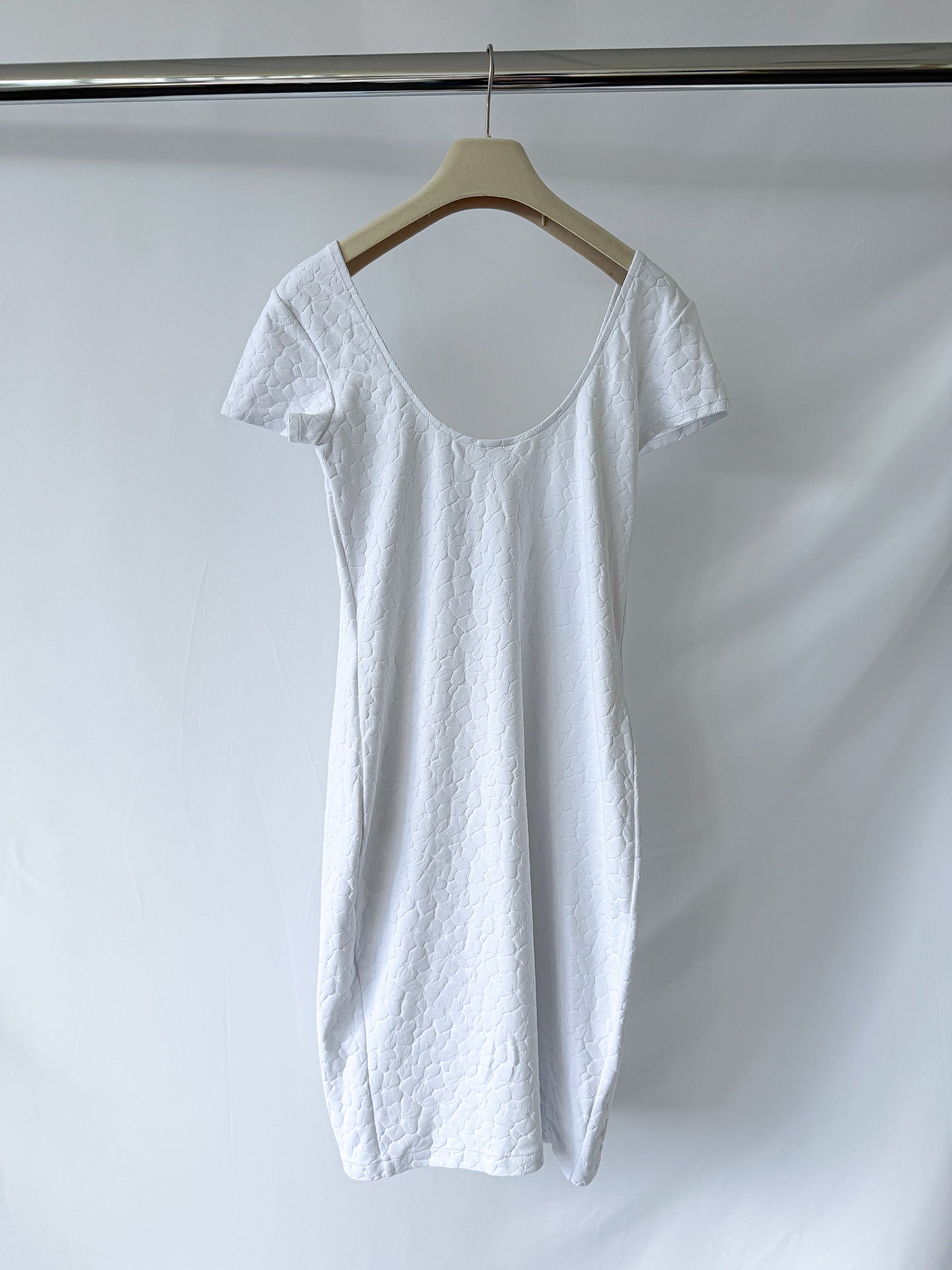 Pain De Sucre White Woven Towelling Stretch Summer Dress in Davia