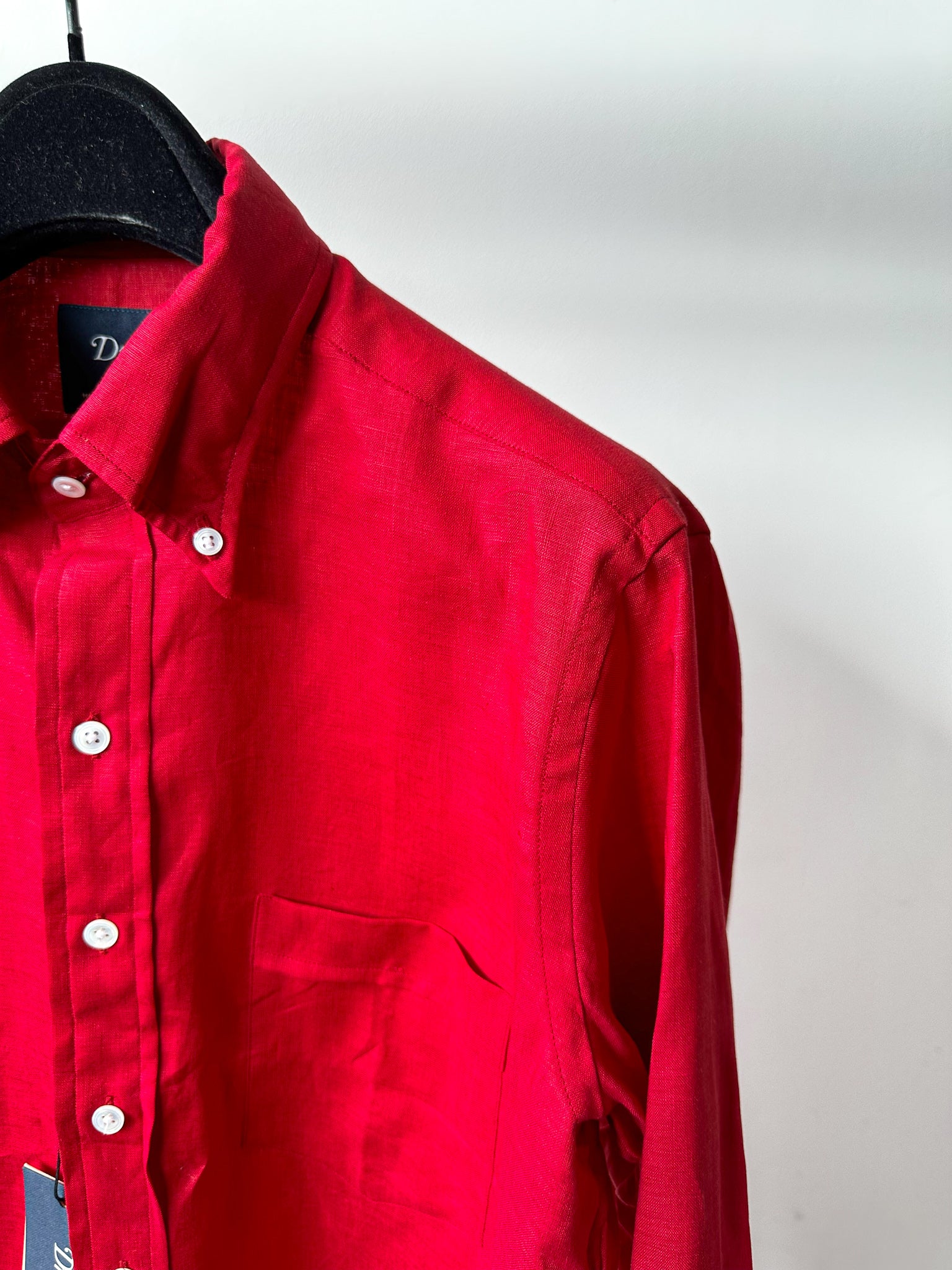 Drake's Red Linen Long Sleeve Shirt - House Of Huntington