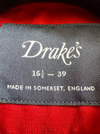 Drake's Red Linen Long Sleeve Shirt - House Of Huntington