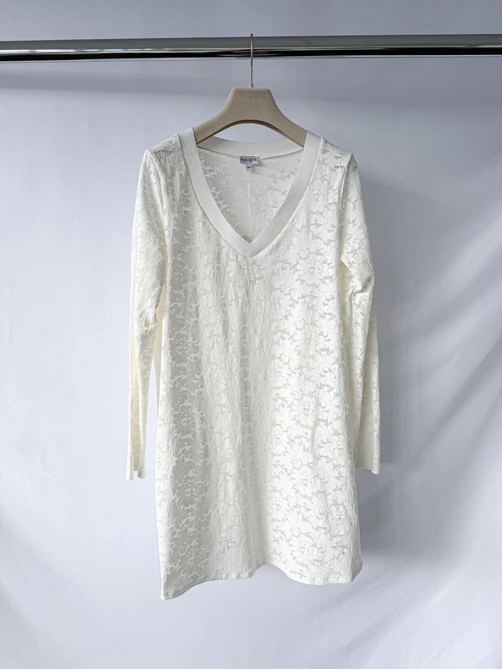 Pain De Sucre Foam White French Lace Long Sleeve Coverup Beach Dress in Whitney