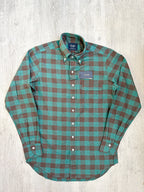 Drake's Check Brushed Cotton Green Black Double Pocket Work Shirt - House Of Huntington