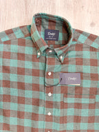 Drake's Check Brushed Cotton Green Black Double Pocket Work Shirt - House Of Huntington