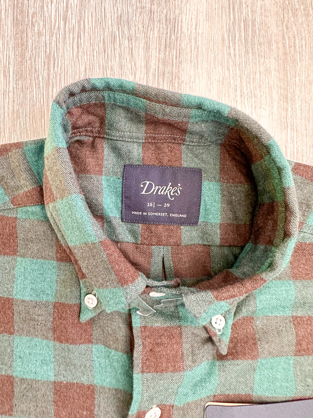 Drake's Check Brushed Cotton Green Black Double Pocket Work Shirt - House Of Huntington