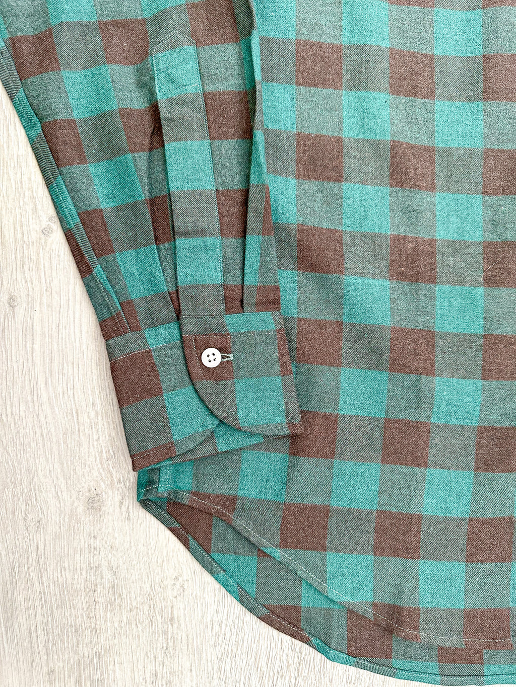 Drake's Check Brushed Cotton Green Black Double Pocket Work Shirt - House Of Huntington