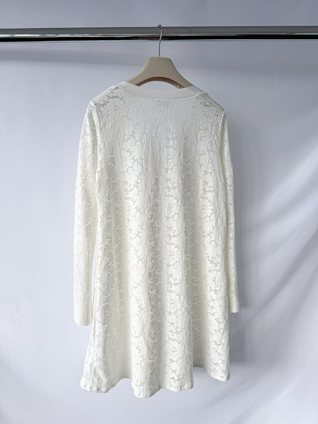 Pain De Sucre Foam White French Lace Long Sleeve Coverup Beach Dress in Whitney