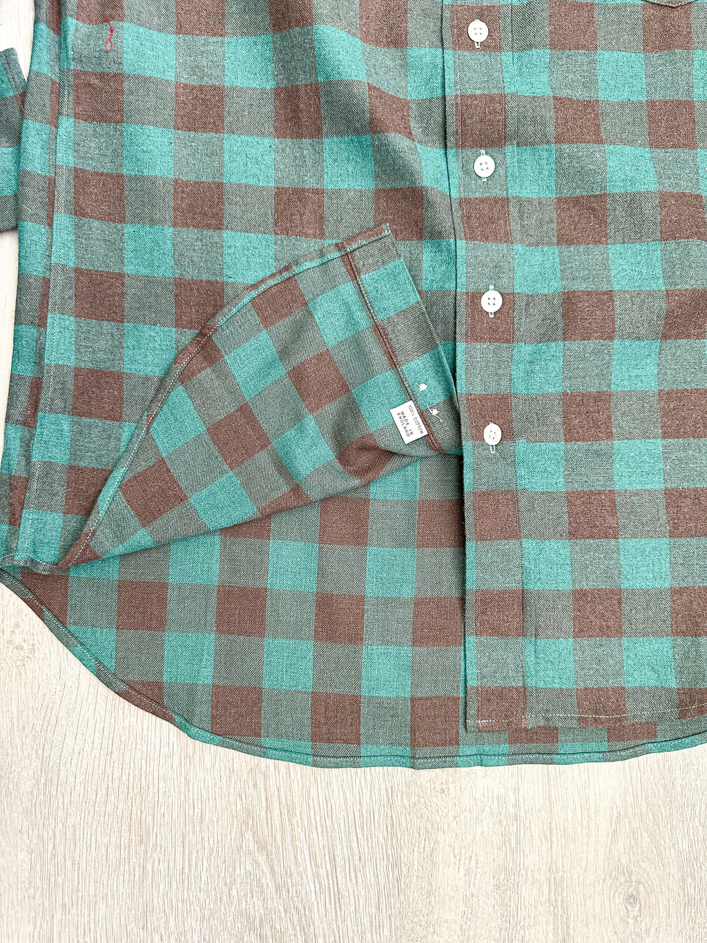 Drake's Check Brushed Cotton Green Black Double Pocket Work Shirt - House Of Huntington