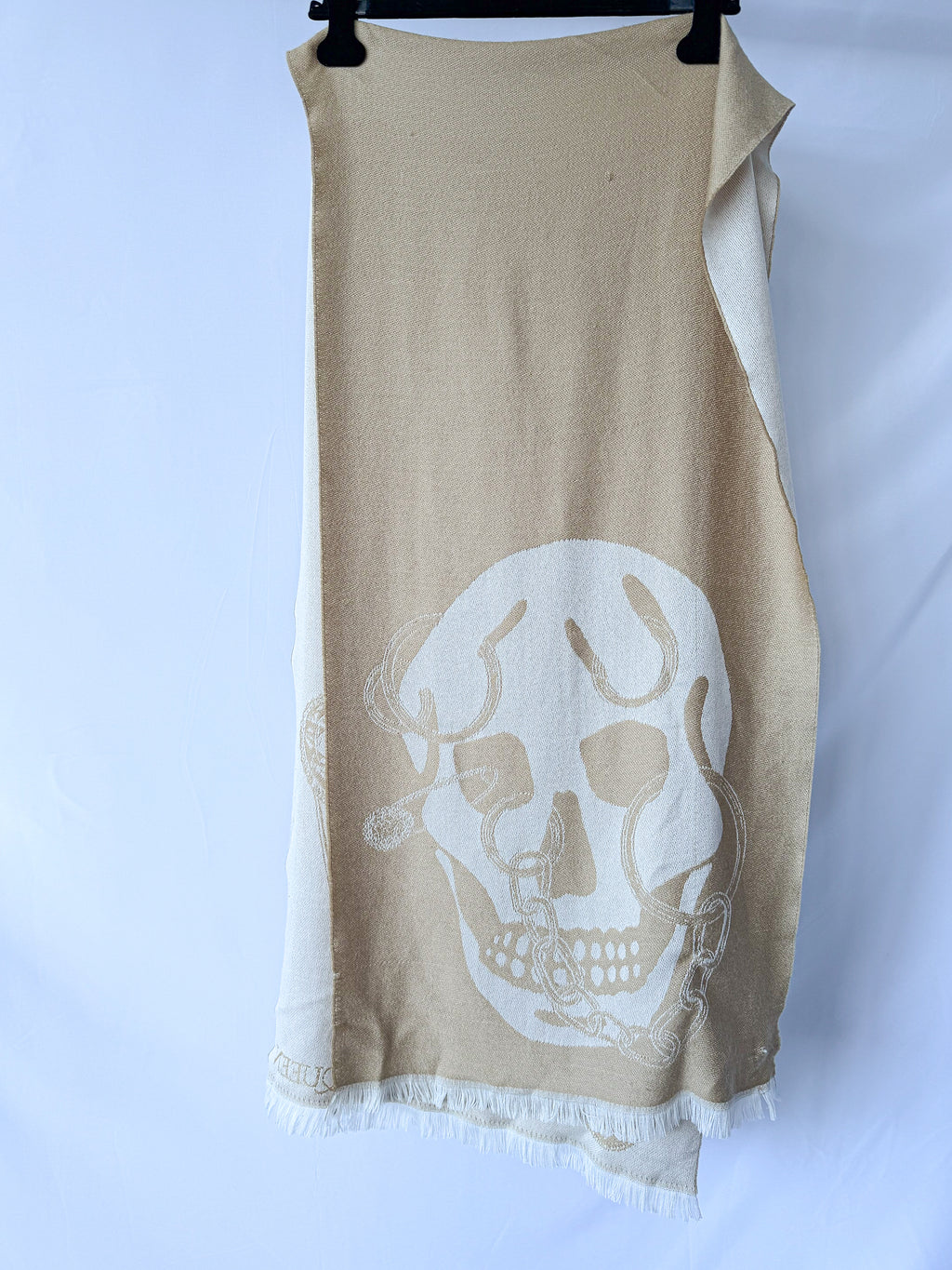 Alexander Mcqueen Beige Wool Scull Scarf