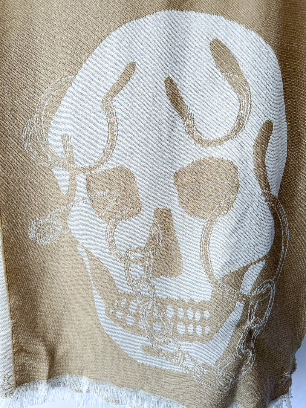 Alexander Mcqueen Beige Wool Scull Scarf