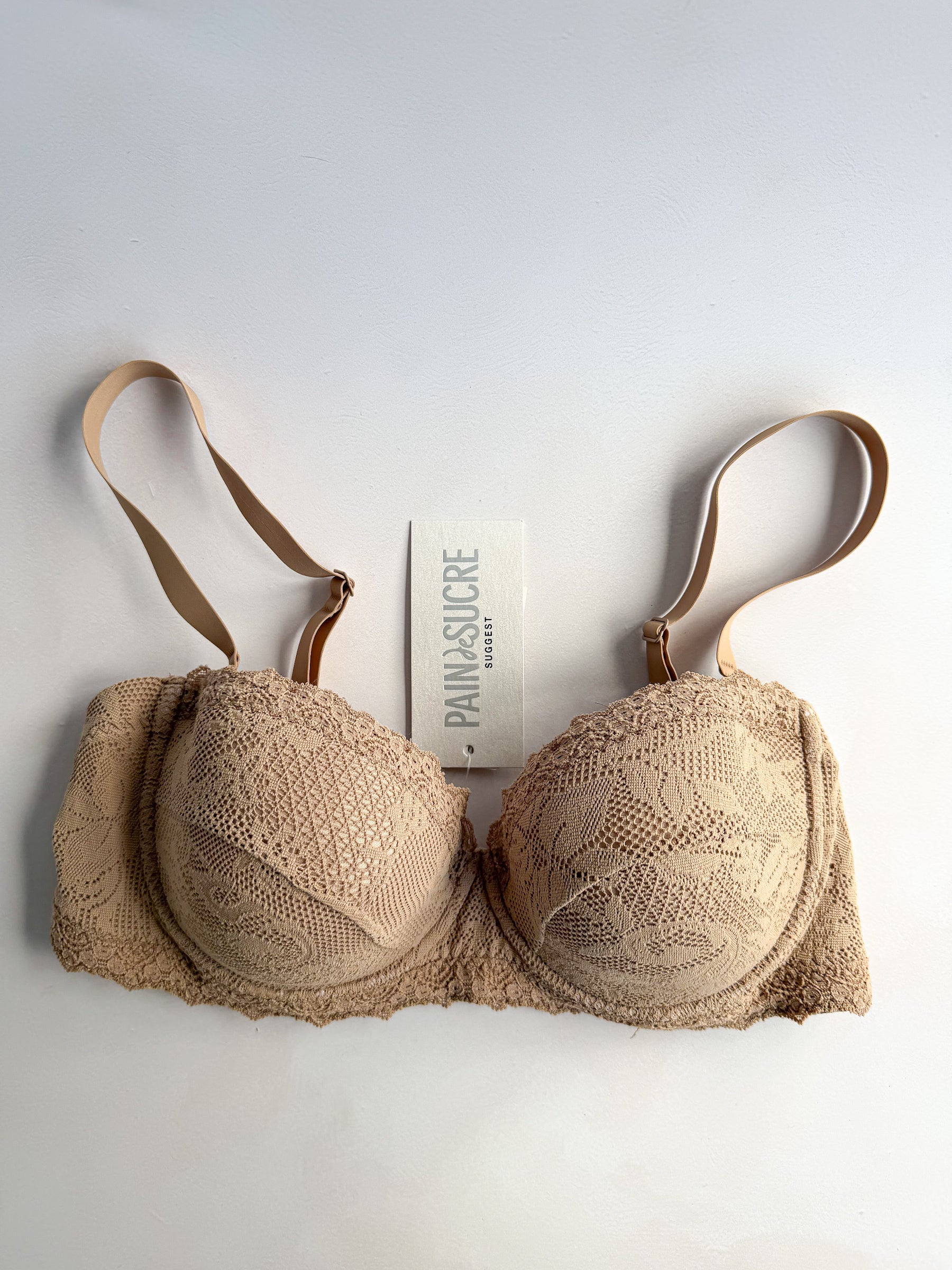 Pain De Sucre Brown Lace Bra in Lua Biscuit