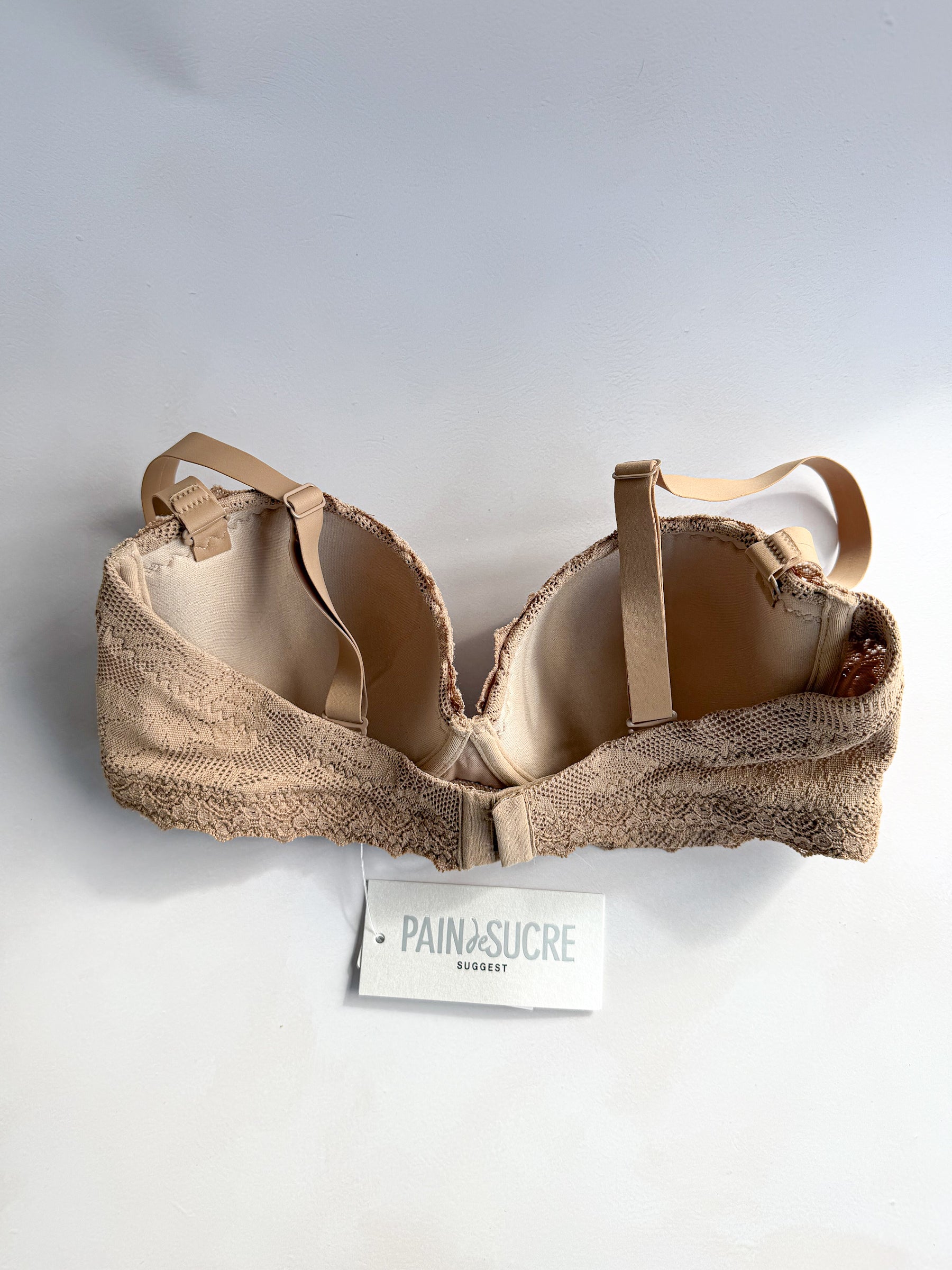 Pain De Sucre Brown Lace Bra in Lua Biscuit