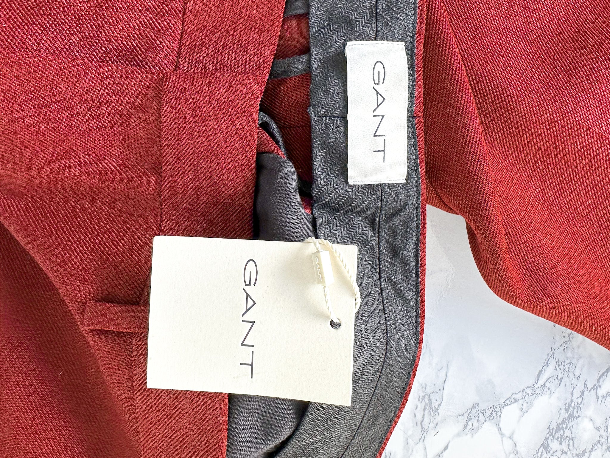 Gant Burgundy Wool Twill Suit Pant