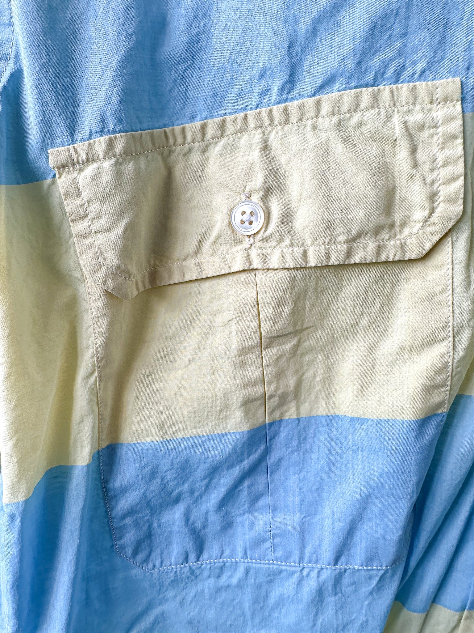 Drake's Blue Yellow Striped Long Sleeve Shirt - House Of Huntington