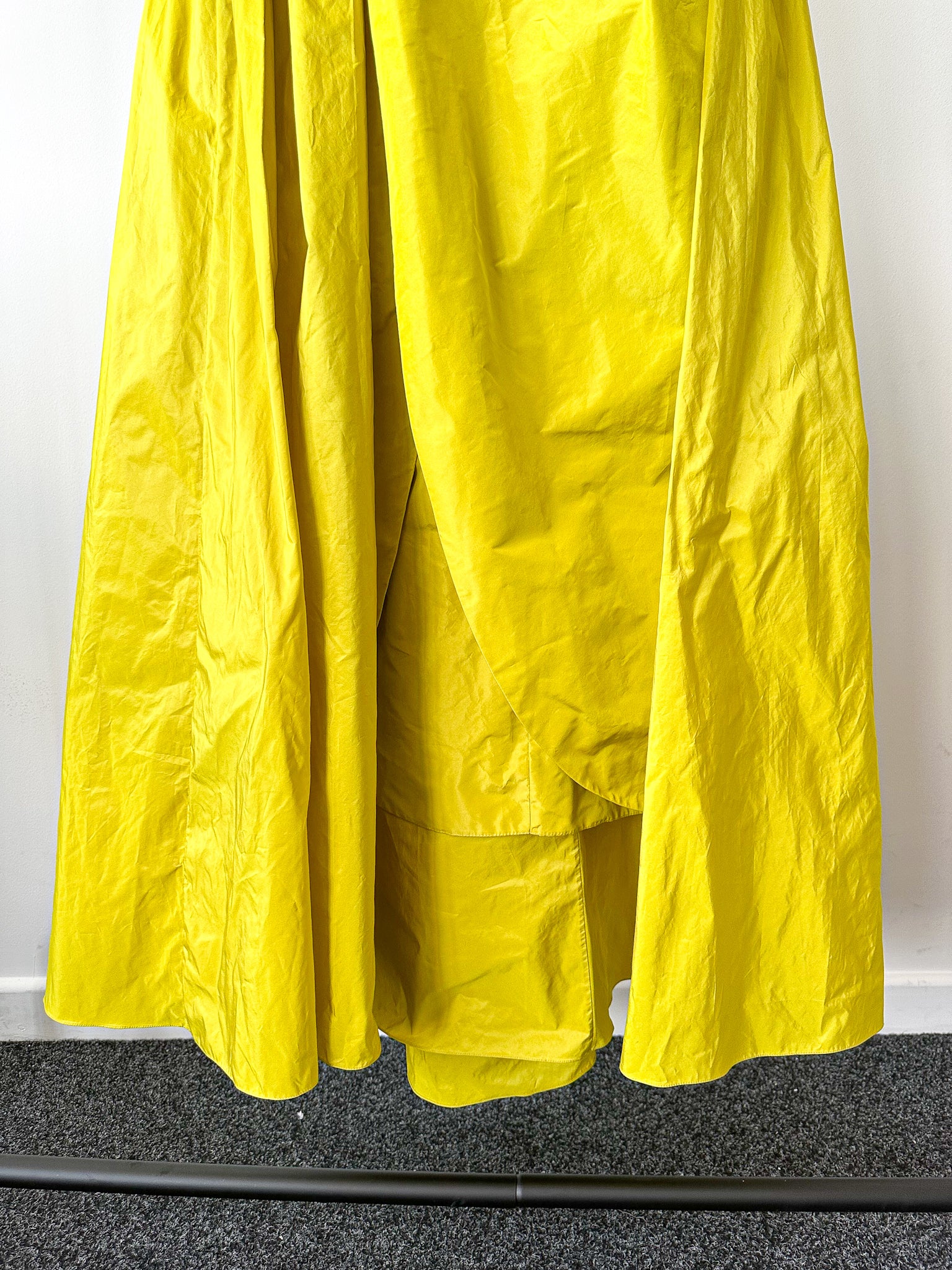 Elie Saab Lime Green Ruffle Detail Off Shoulder Open Leg Formal Gown AW23/24 - House Of Huntington