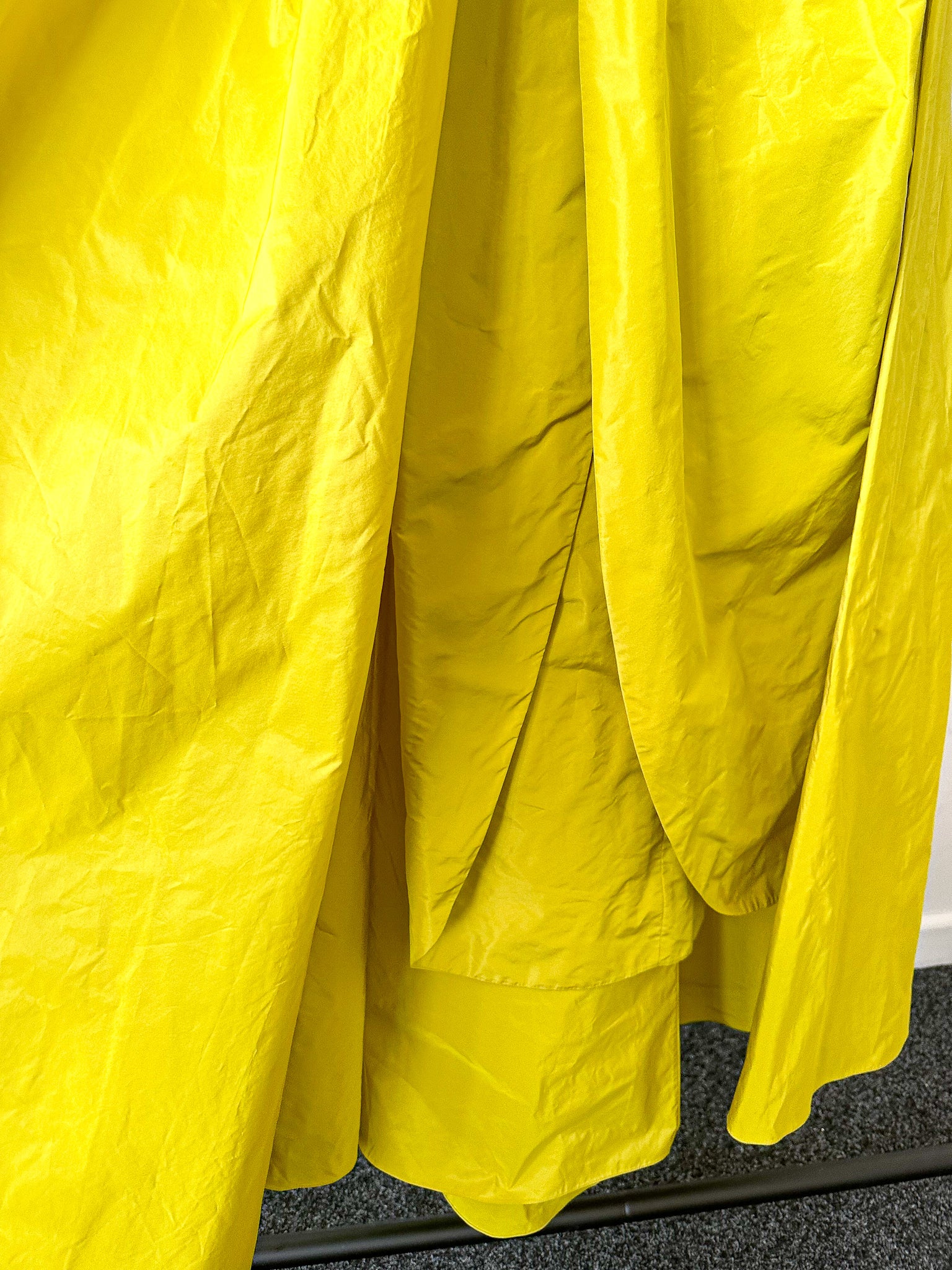 Elie Saab Lime Green Ruffle Detail Off Shoulder Open Leg Formal Gown AW23/24 - House Of Huntington