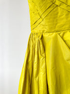 Elie Saab Lime Green Ruffle Detail Off Shoulder Open Leg Formal Gown AW23/24 - House Of Huntington