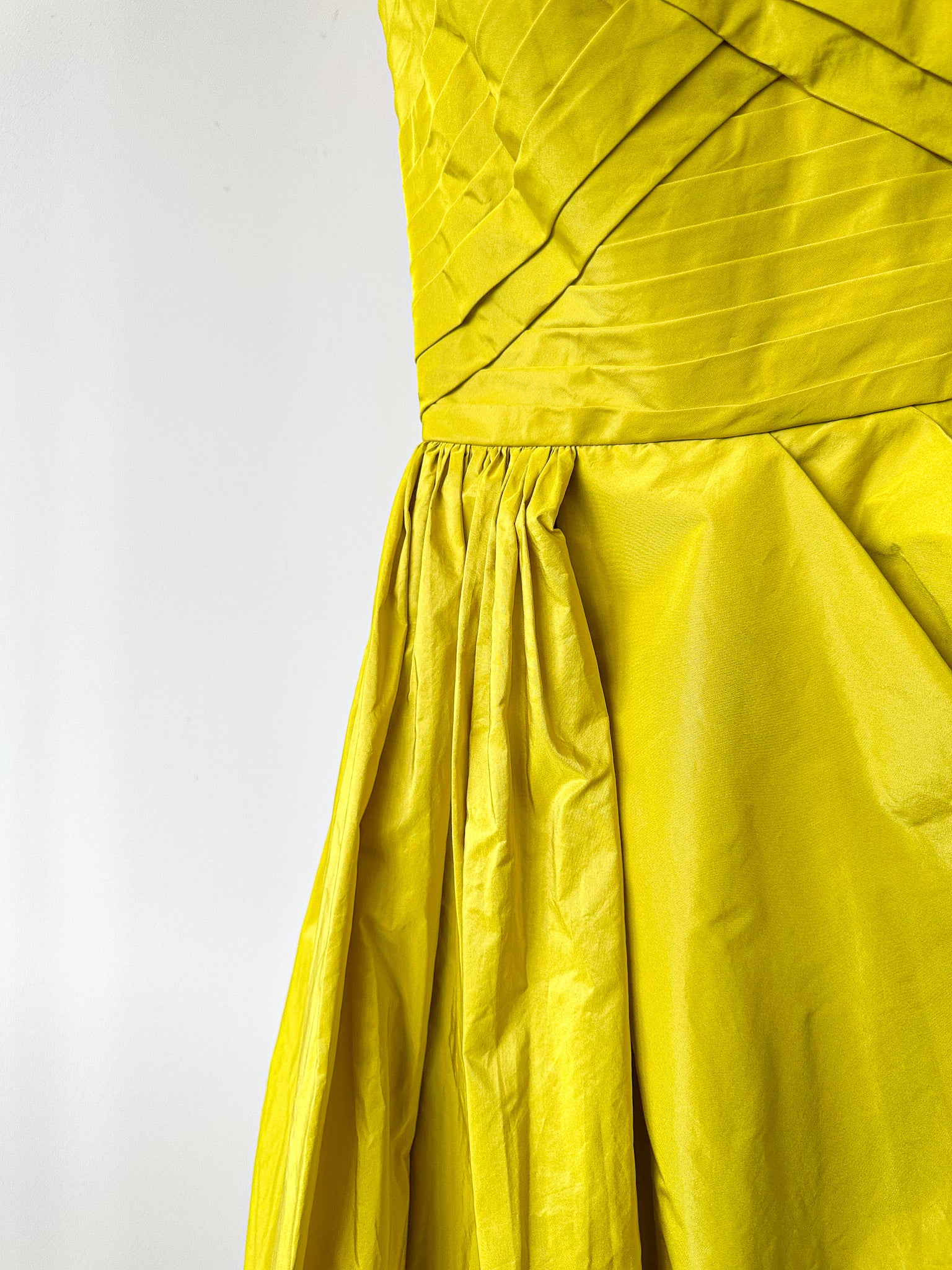 Elie Saab Lime Green Ruffle Detail Off Shoulder Open Leg Formal Gown AW23/24 - House Of Huntington