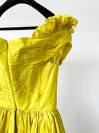 Elie Saab Lime Green Ruffle Detail Off Shoulder Open Leg Formal Gown AW23/24 - House Of Huntington