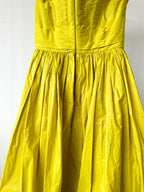 Elie Saab Lime Green Ruffle Detail Off Shoulder Open Leg Formal Gown AW23/24 - House Of Huntington