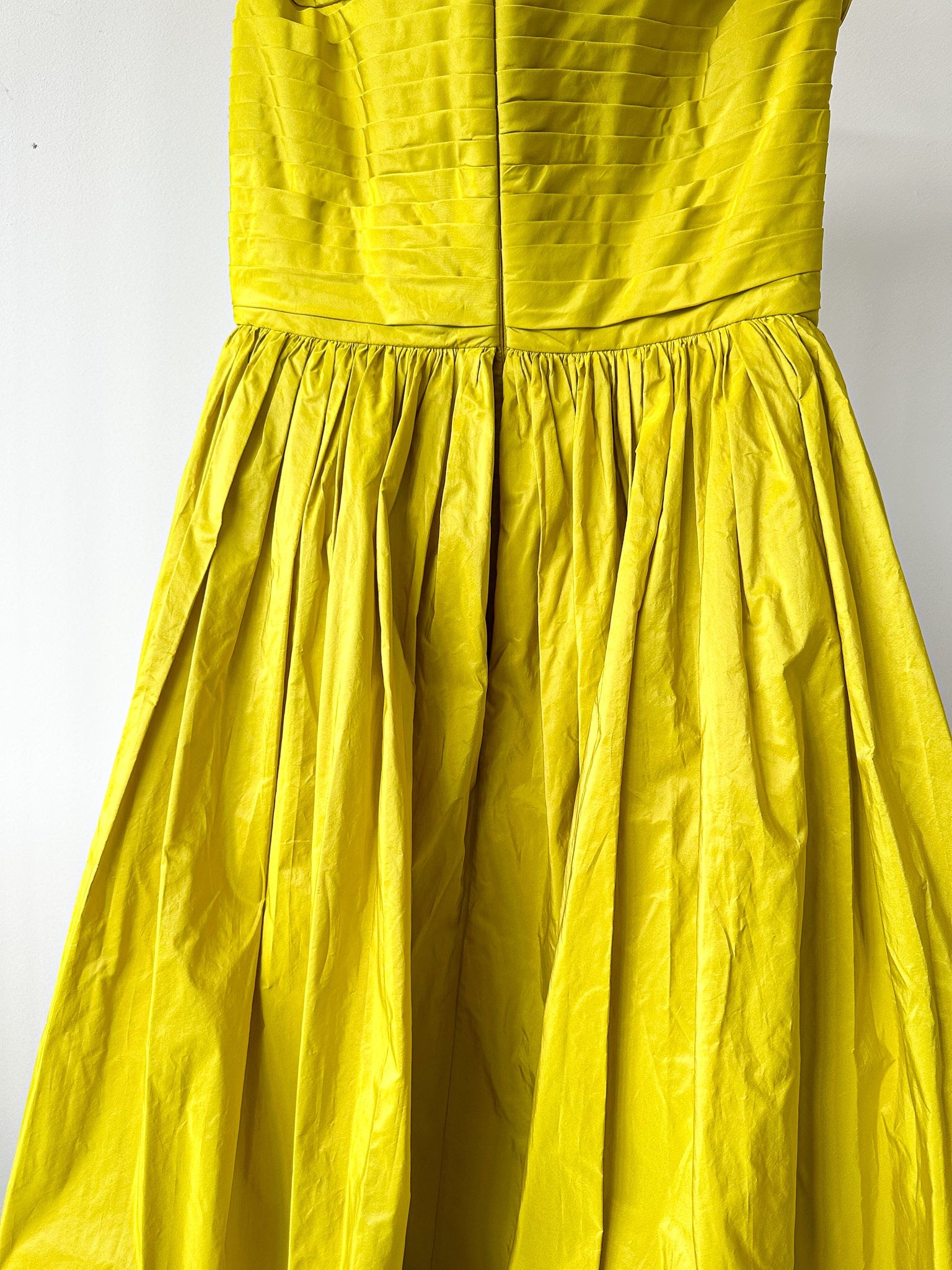 Elie Saab Lime Green Ruffle Detail Off Shoulder Open Leg Formal Gown AW23/24 - House Of Huntington