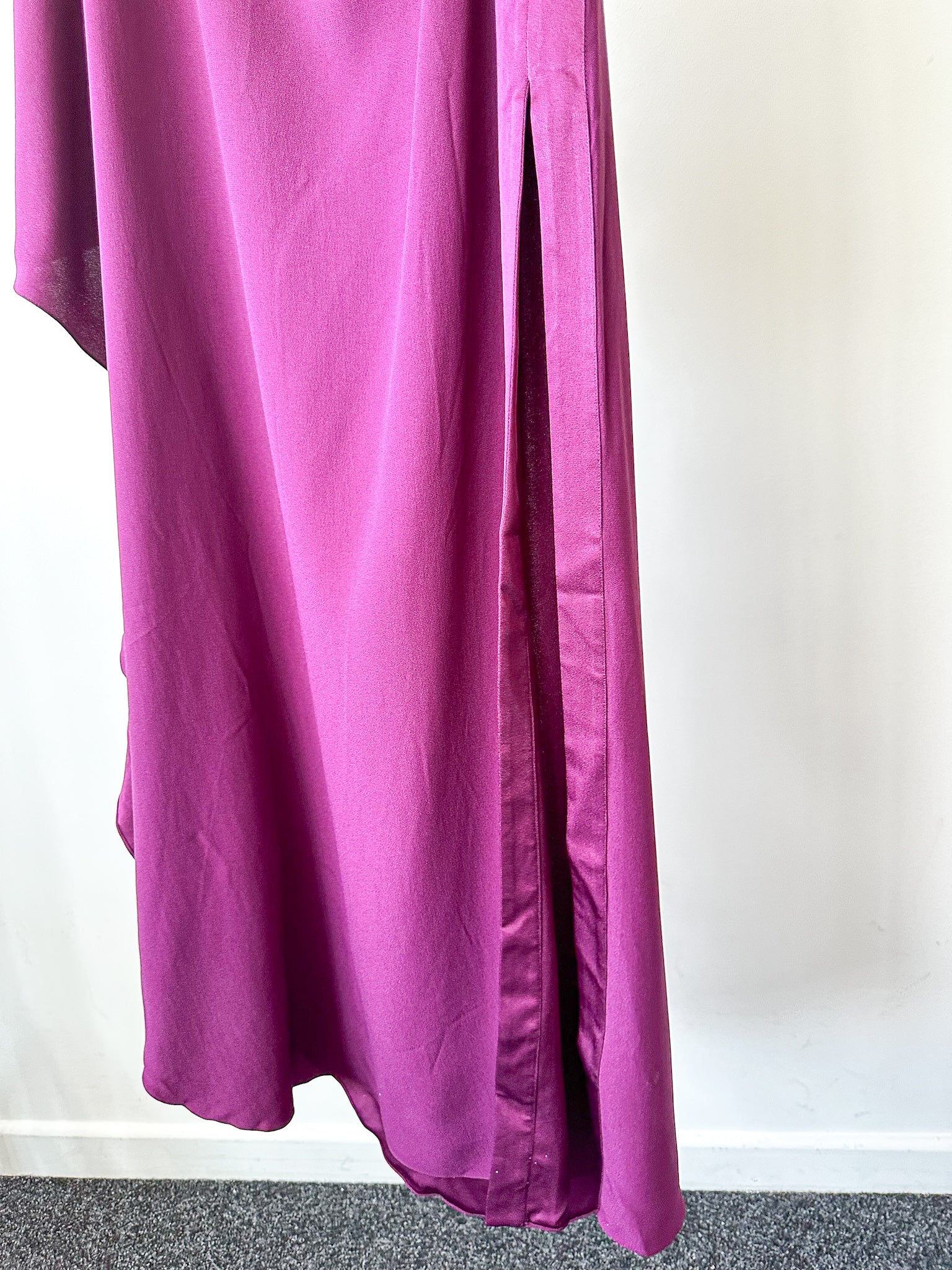 Taller Marmo Purple One Shoulder Ruffle Detail Dress - House Of Huntington