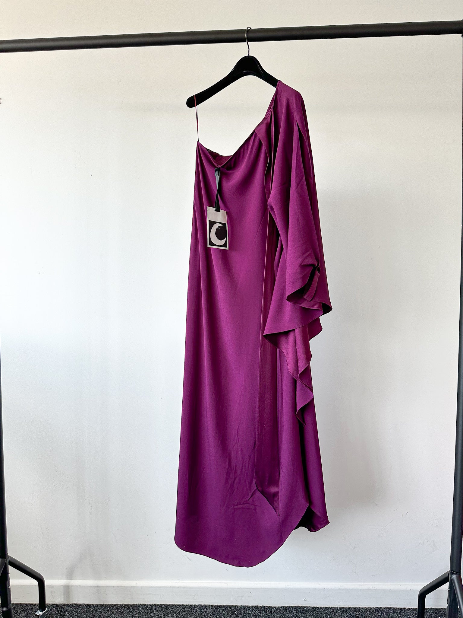 Taller Marmo Purple One Shoulder Ruffle Detail Dress - House Of Huntington