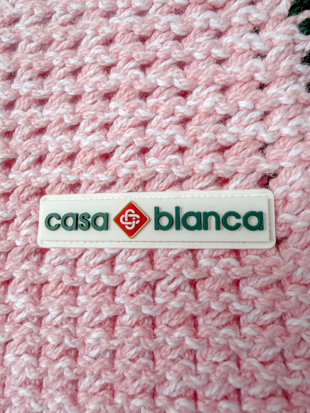 Casablanca Tennis Club Pink Knit Mouline Logo Patch Mini Crochet Dress