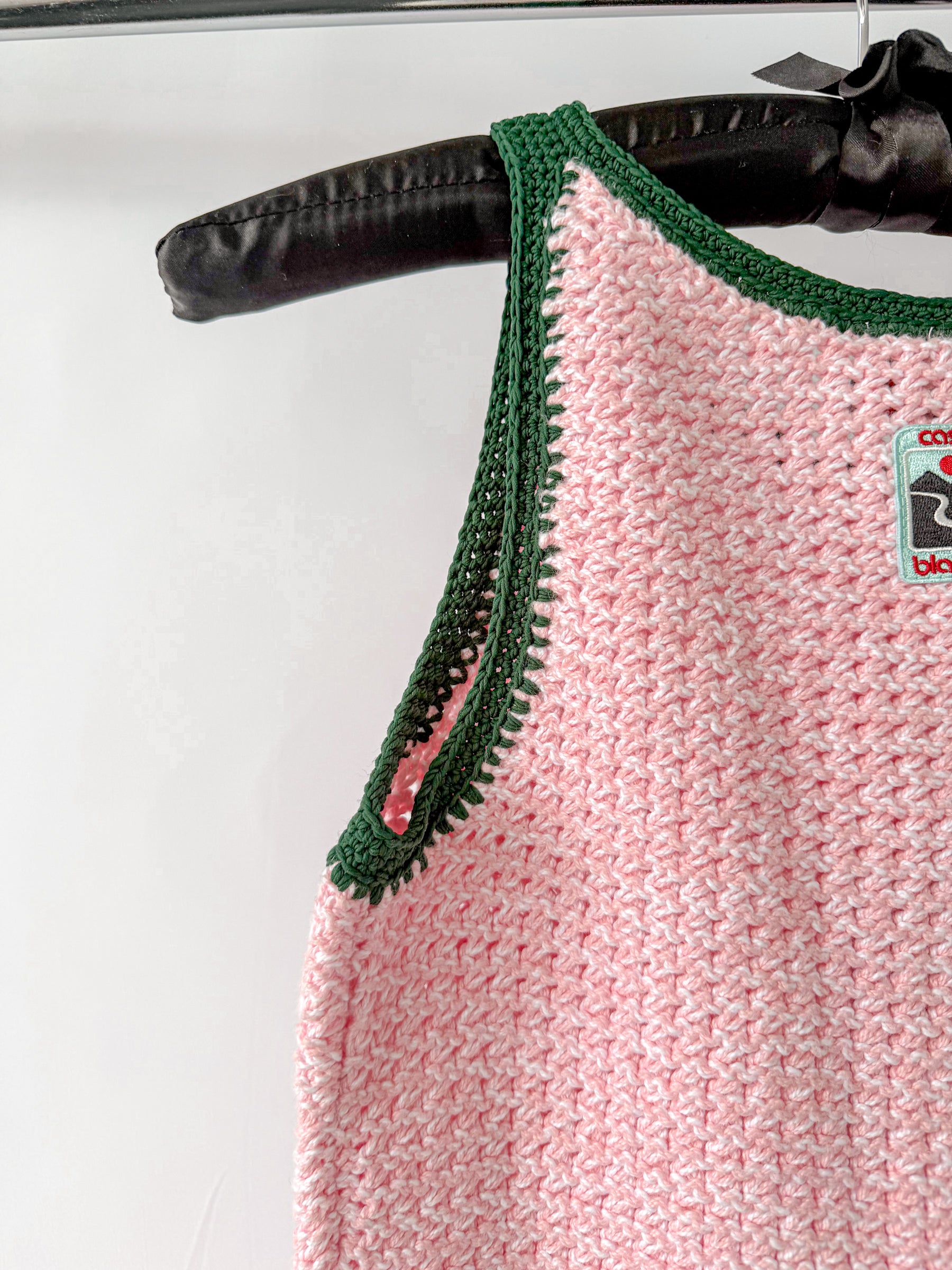 Casablanca Tennis Club Pink Knit Mouline Logo Patch Mini Crochet Dress