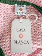 Casablanca Tennis Club Pink Knit Mouline Logo Patch Mini Crochet Dress