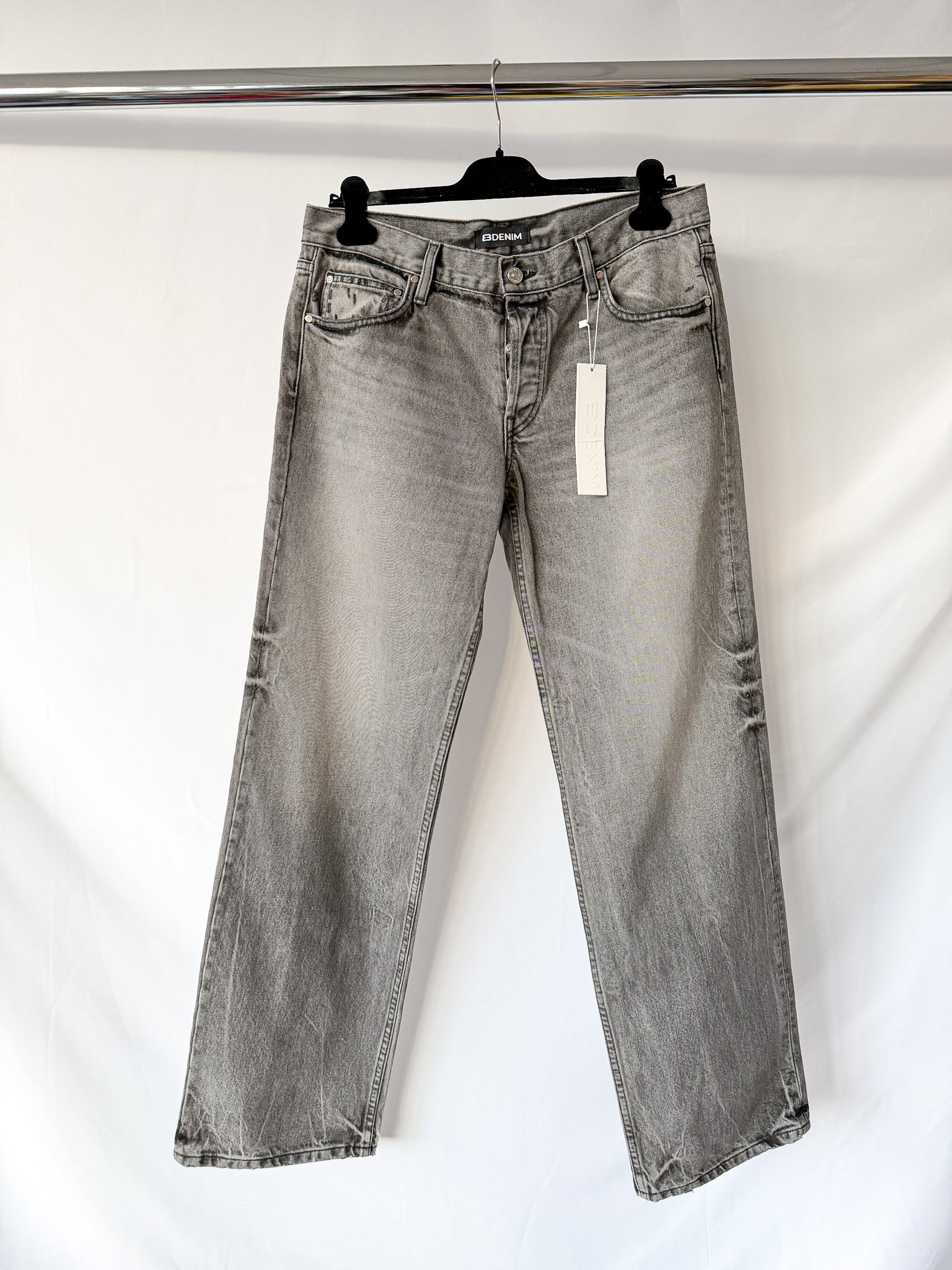 EB Denim Grey Low Rise Relaxed Wide-Leg Jeans