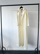 Taller Marmo Wrap Cream Striped Coat - House Of Huntington