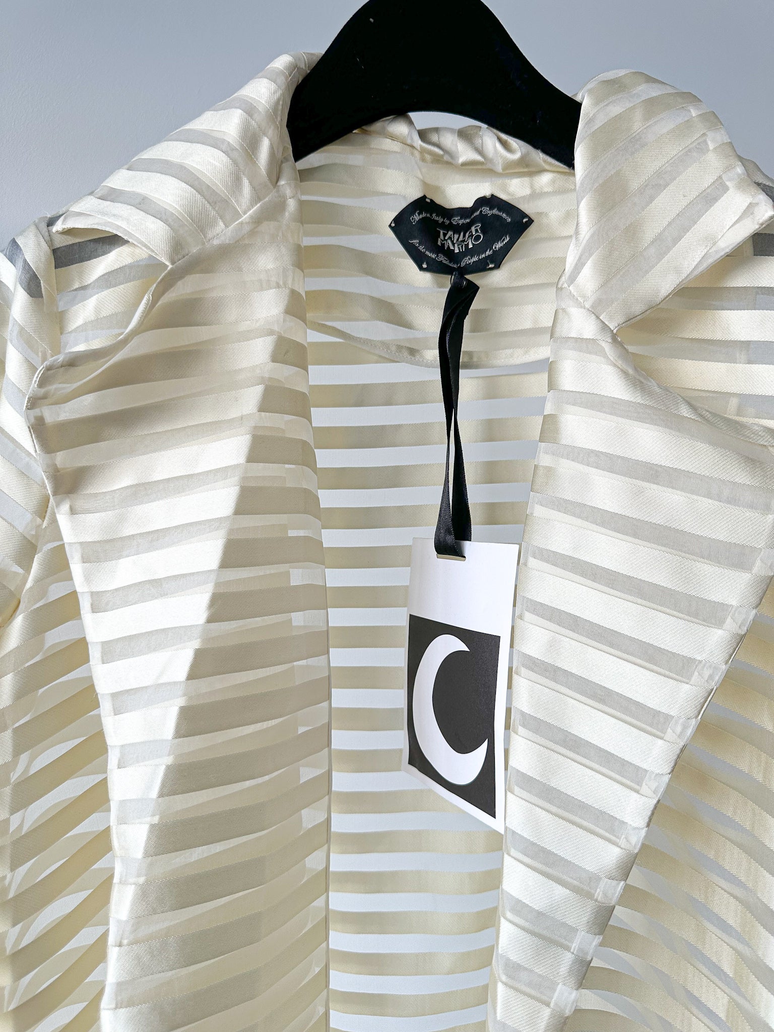 Taller Marmo Wrap Cream Striped Coat - House Of Huntington