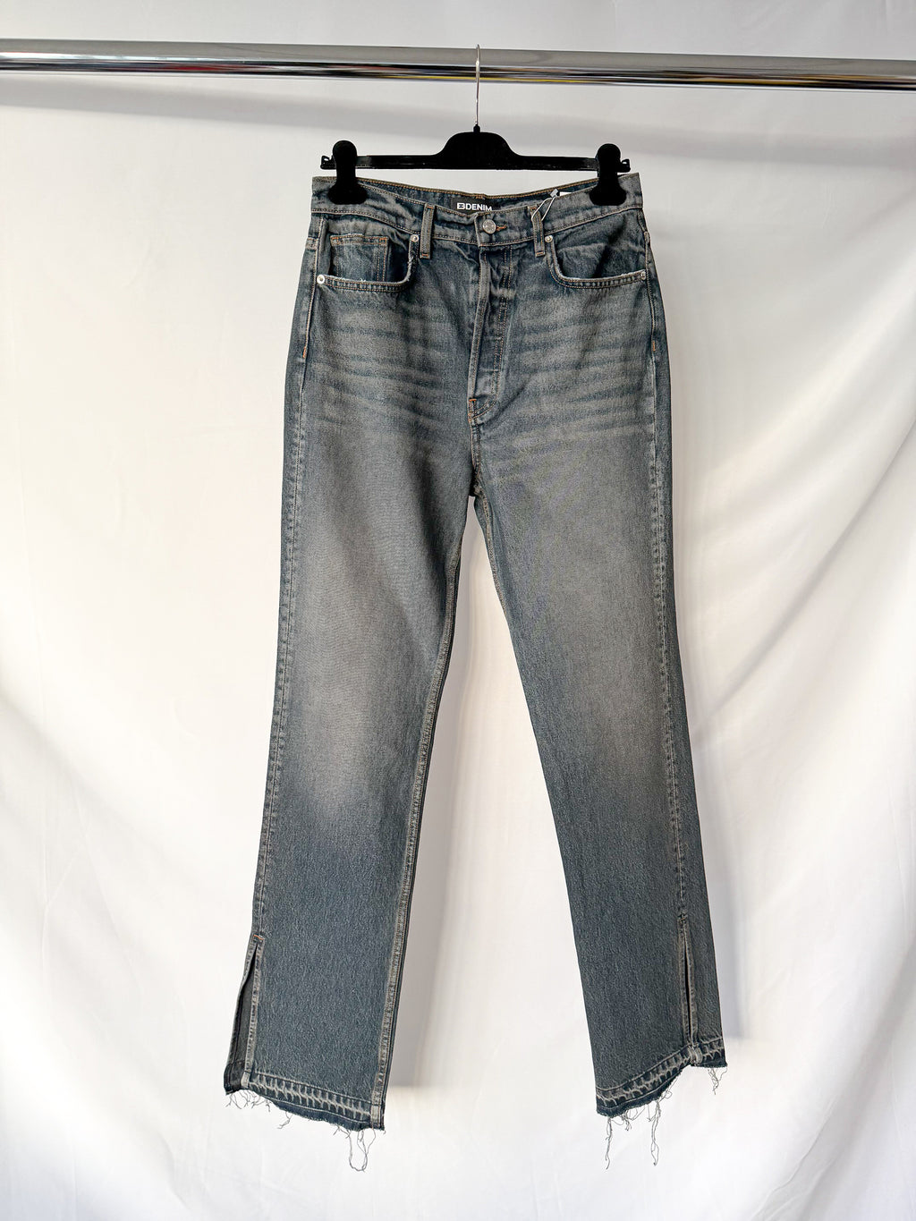 EB Denim Washed Distressed Split Hem Jeans