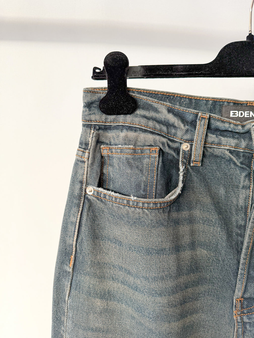 EB Denim Washed Distressed Split Hem Jeans