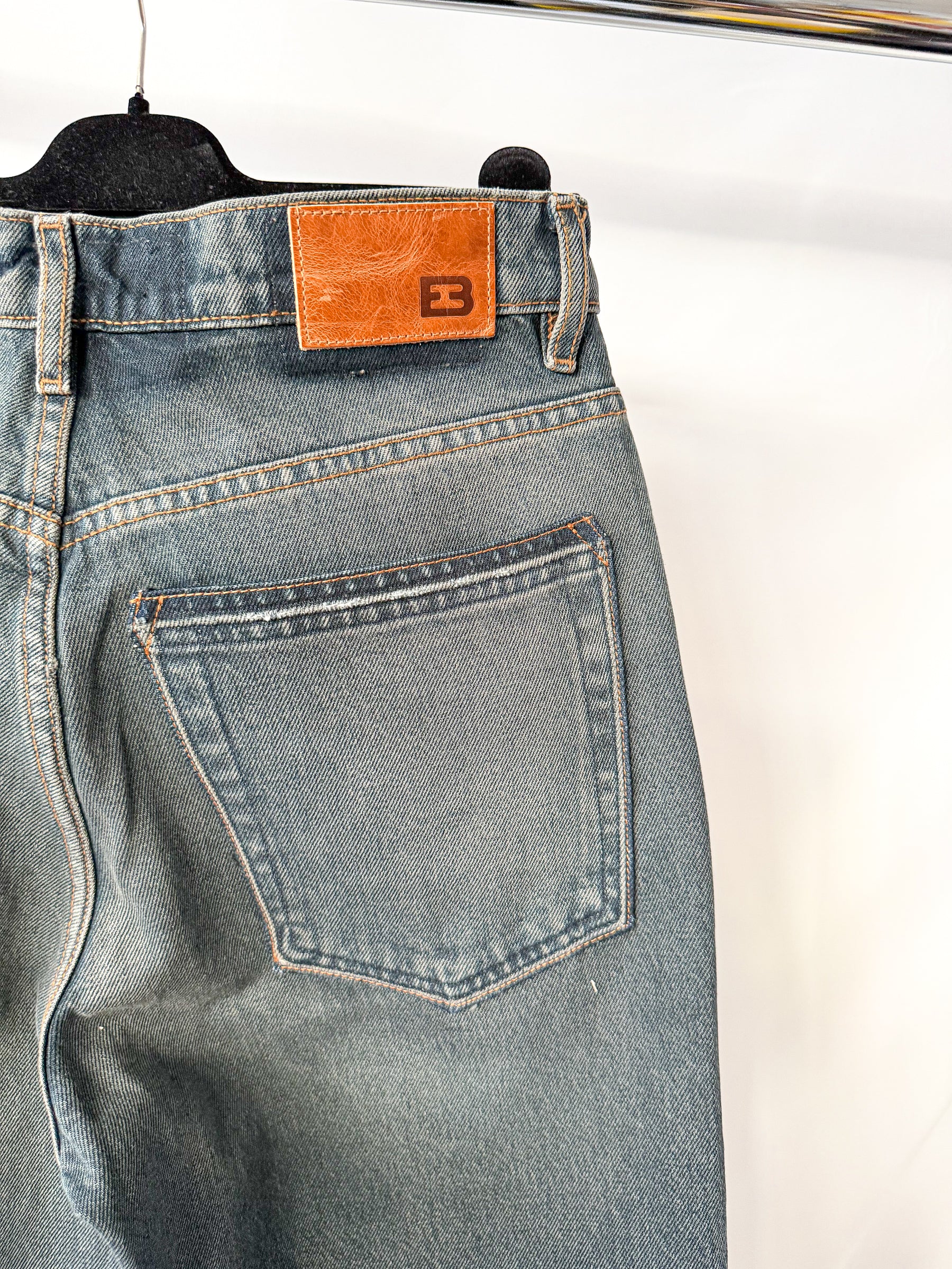 EB Denim Washed Distressed Split Hem Jeans