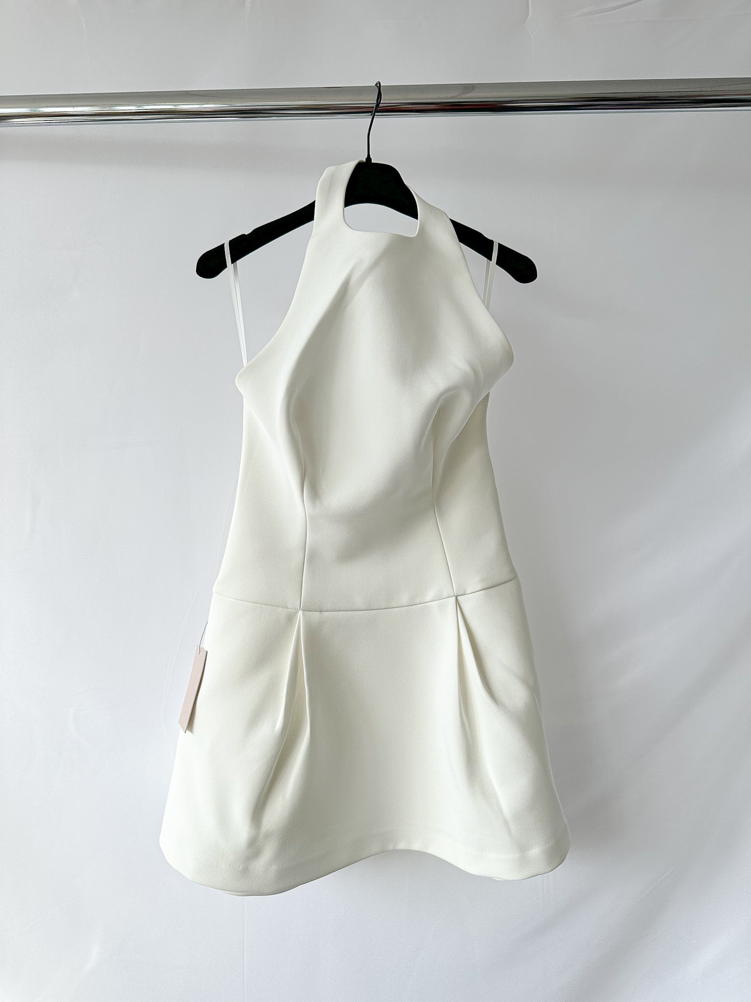 Odd Muse White Drop Hem Halterneck Mini Dress