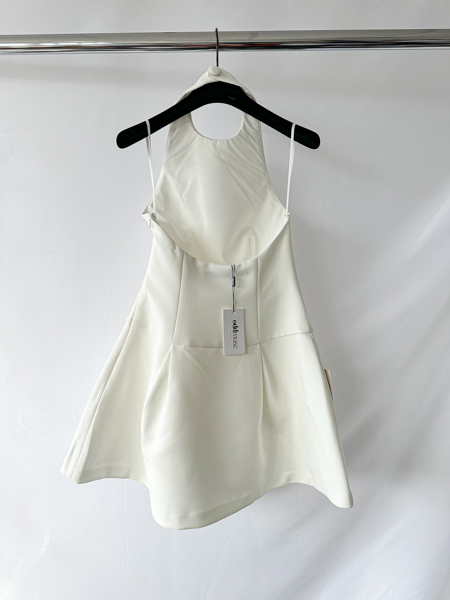 Odd Muse White Drop Hem Halterneck Mini Dress