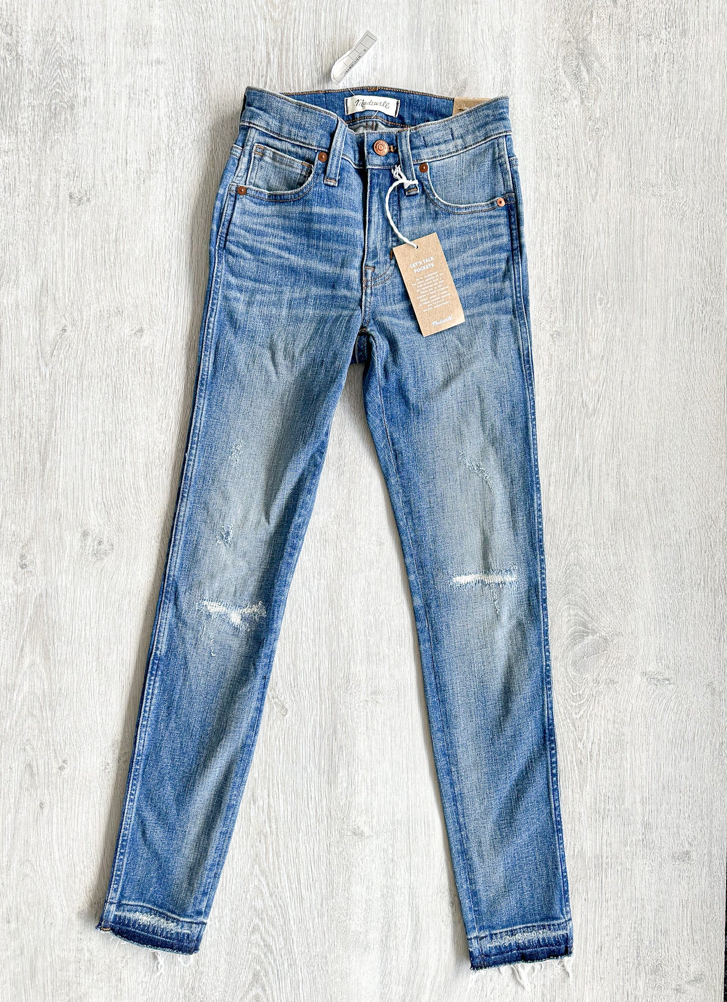 MADEWELL 9" mid-rise skinny jeans in York Wash: Rip and Repair