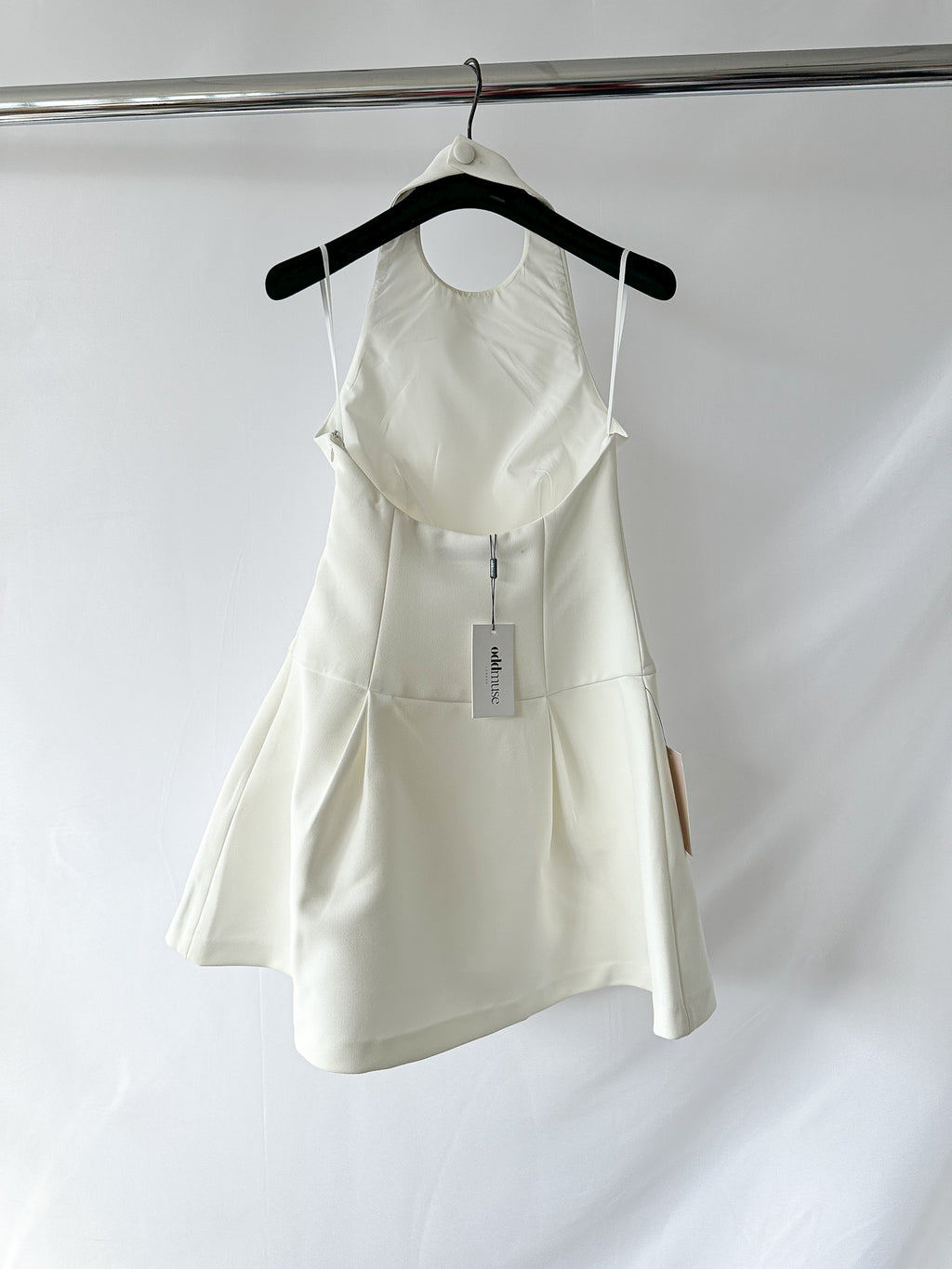 Odd Muse White Drop Hem Halterneck Mini Dress