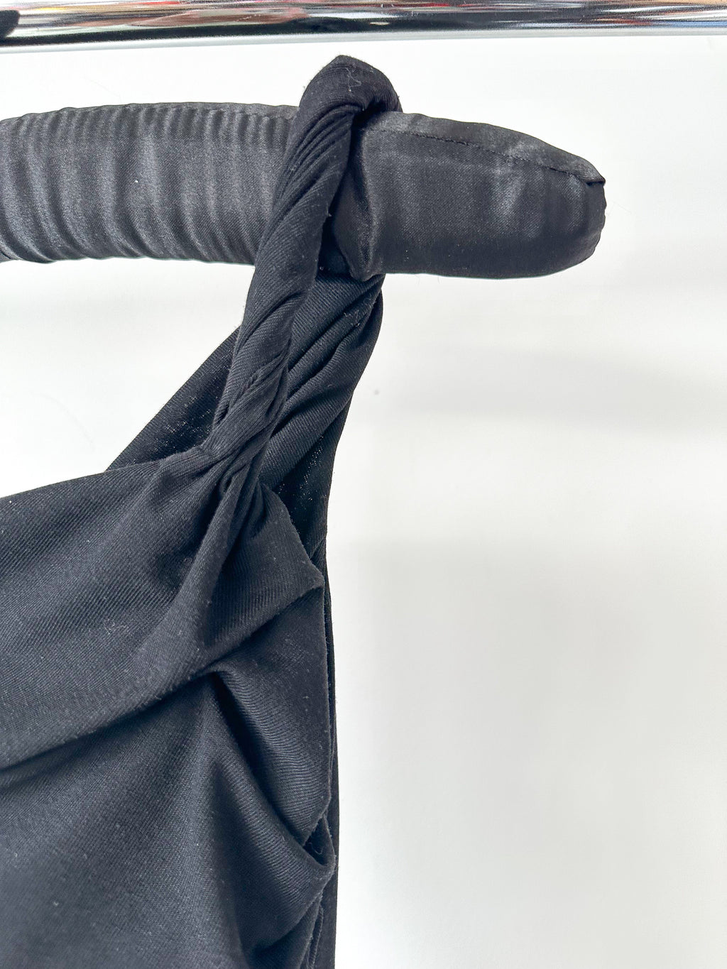 Reformation x Laura Harrier Alycia Black Knit Ruched Off Shoulder Midi Dress