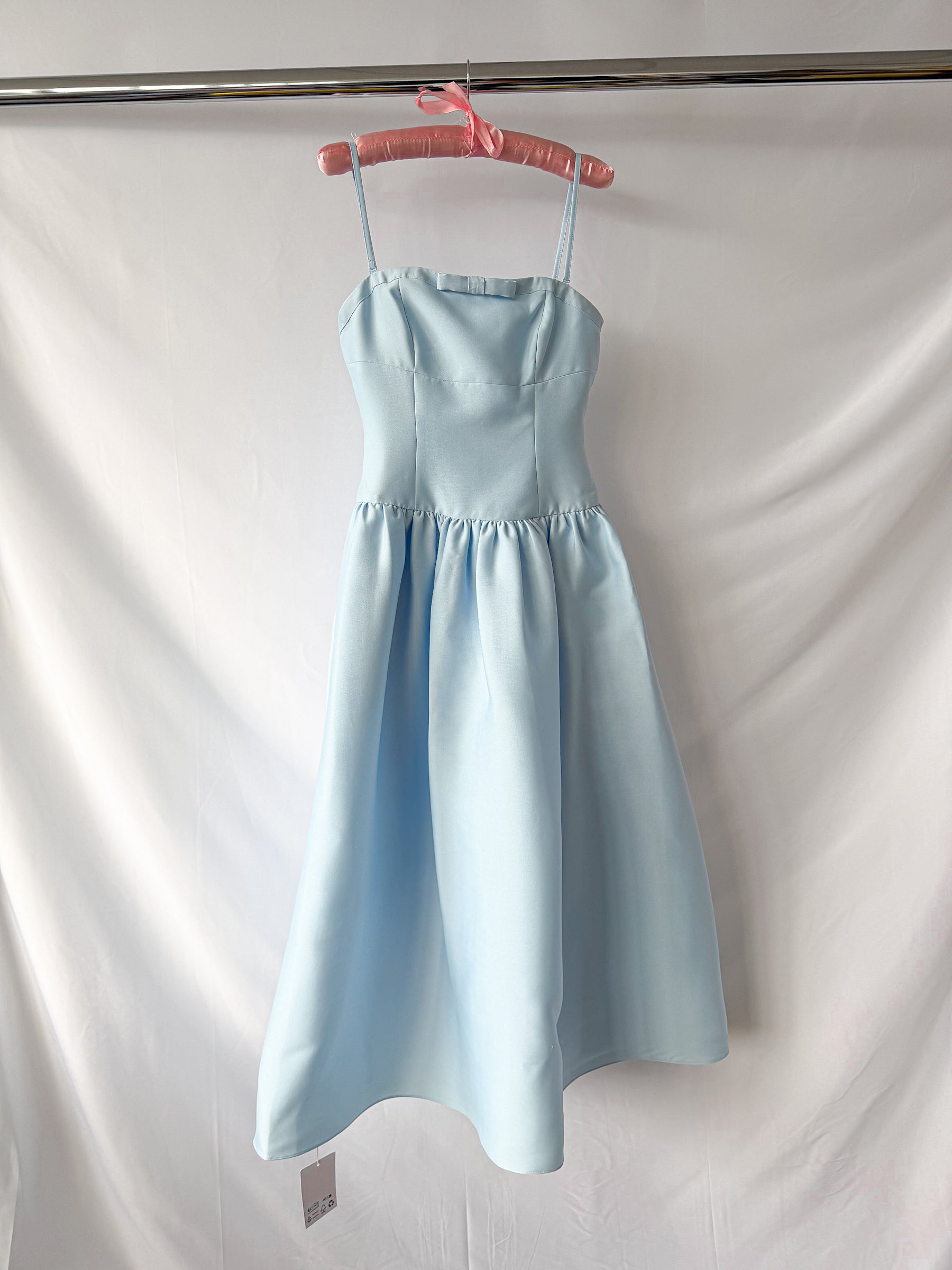 Self-Portrait x Disney Powder Blue Bow Detail Taffeta Flared Dress