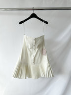 Odd Muse White The Ultimate Button Up Strapless Pleat Hem Mini Dress