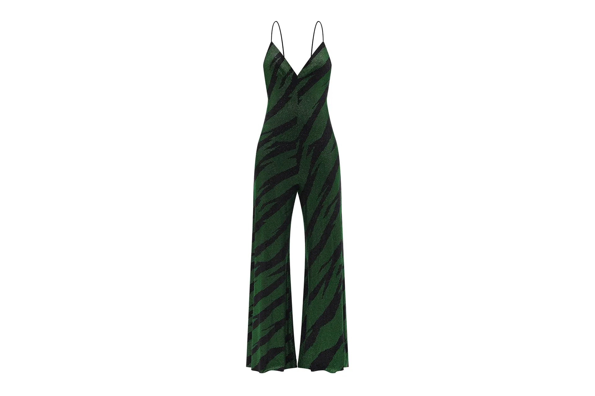 Alexandre Vauthier Embellished Black Green Striped Jumpsuit - House Of Huntington