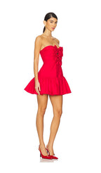 Robe courte rouge Woodlow à nœud LoveShackFancy