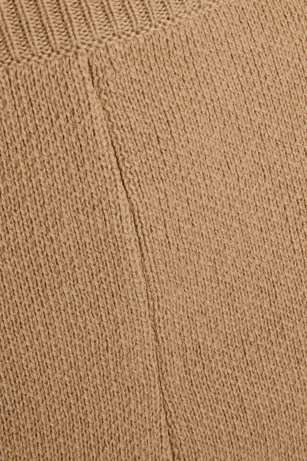 Magda Butrym Beige Knit Fitted High Rise Wool Rib Trim Cycle Shorts - House Of Huntington