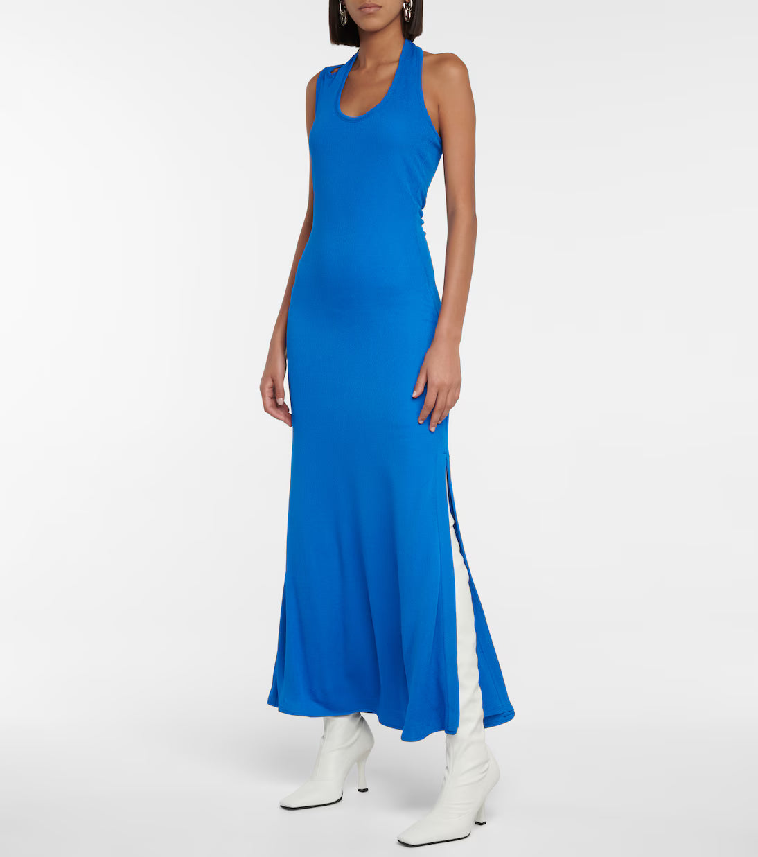 Proenza Schouler Blue Halterneck Jersey Maxi Dress