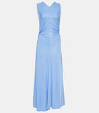Bottega Veneta Light Blue Ring-detail Jersey Maxi Dress