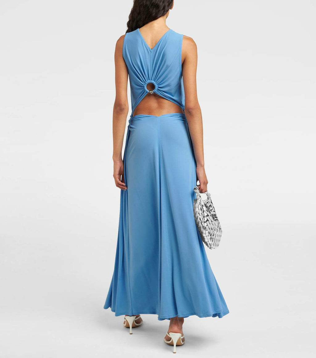 Bottega Veneta Light Blue Ring-detail Jersey Maxi Dress