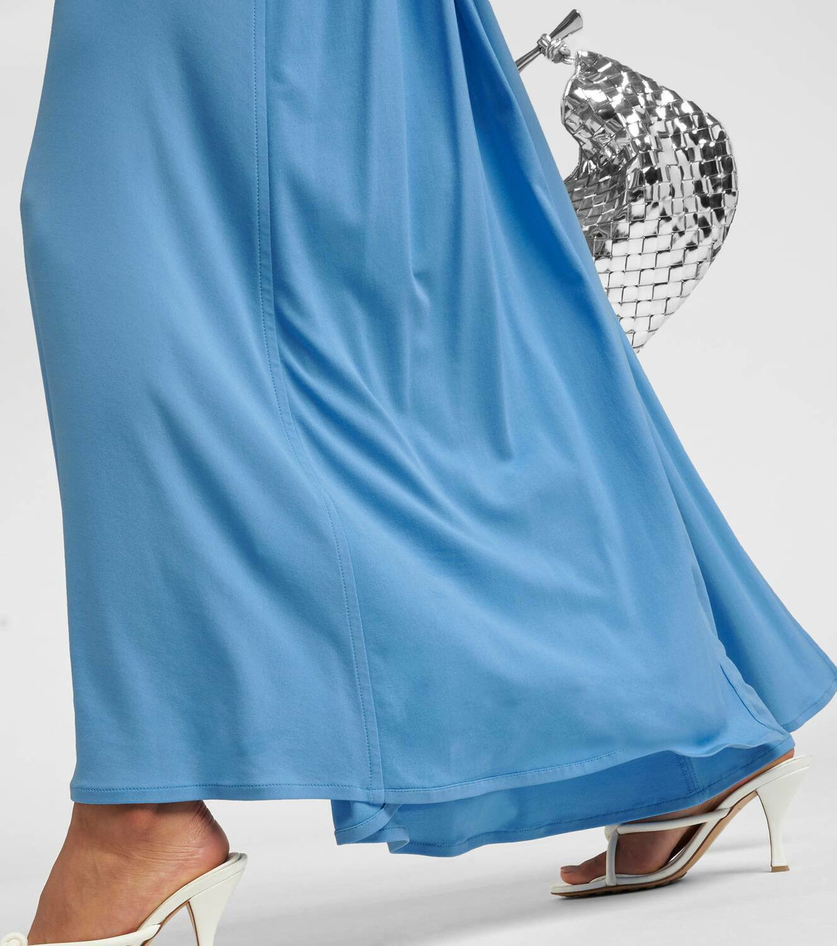Bottega Veneta Light Blue Ring-detail Jersey Maxi Dress